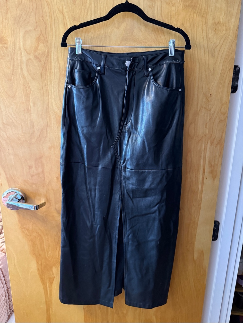 Blank NYC Black Faux Leather Skirt with Belt Loops